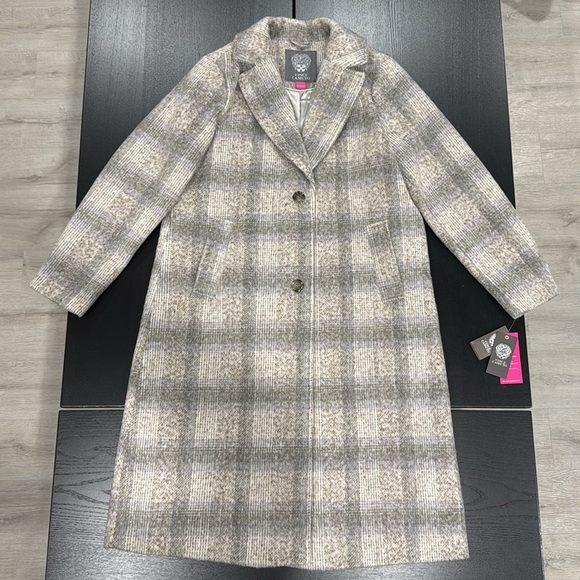 Vince Camuto Water Resistant Plaid Coat - L - Picture 1 of 11